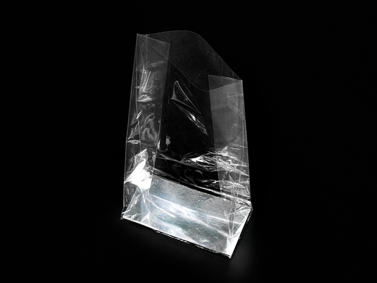 Cellofanposer med bund, klodsbundsposer, MEDIUM med papbund - 16 x 8 x 35 cm