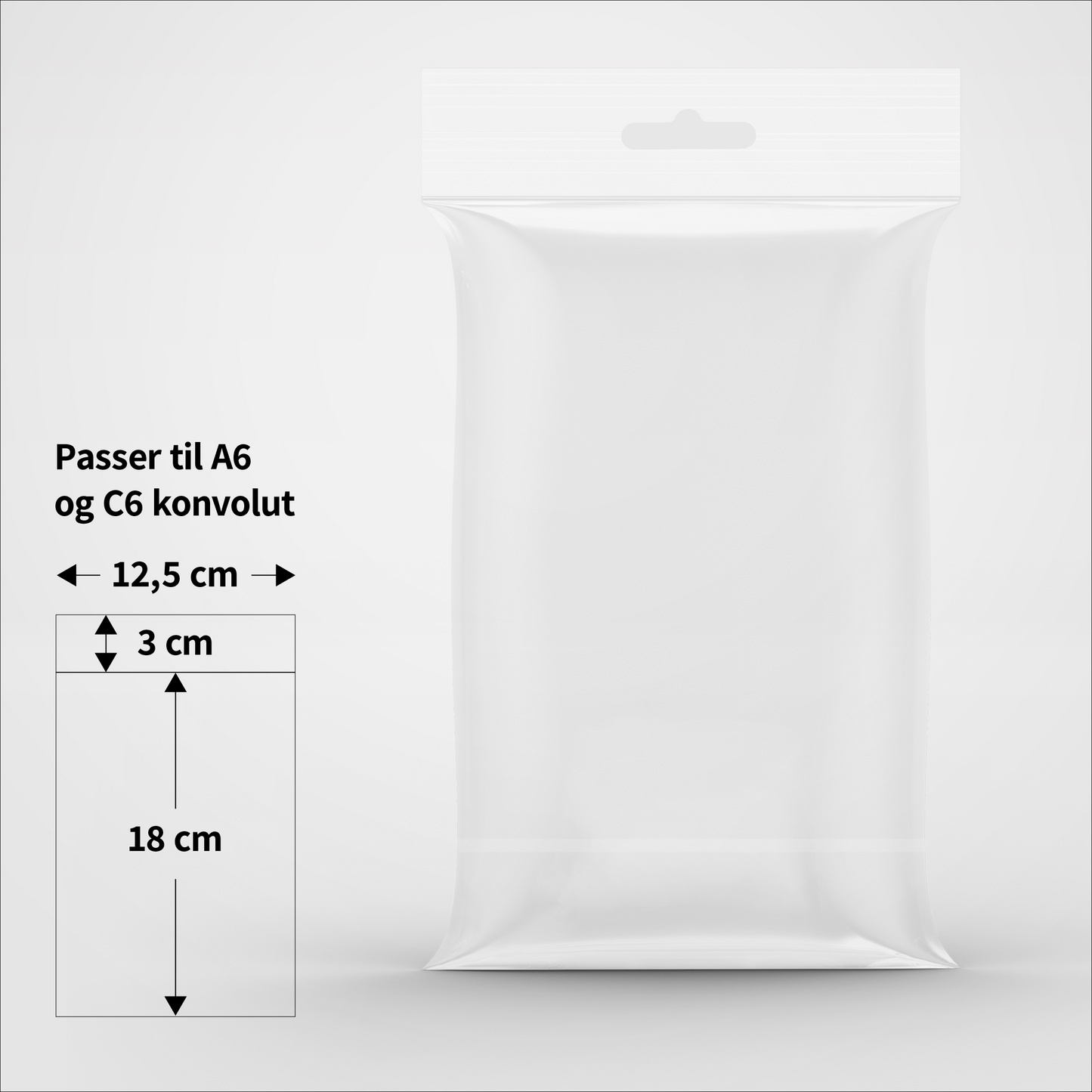 Cellofanposer med ophæng - 12,5 x 18 cm - Pakke med 100 stk.