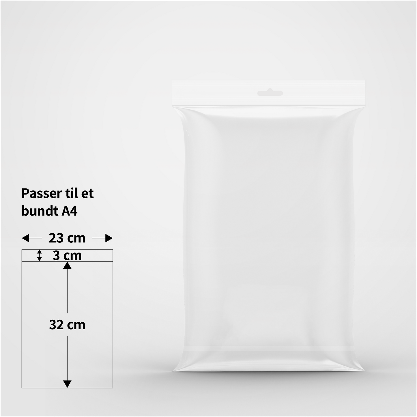 Cellofanposer med ophæng - 23 x 32 cm - Pakke med 100 stk.