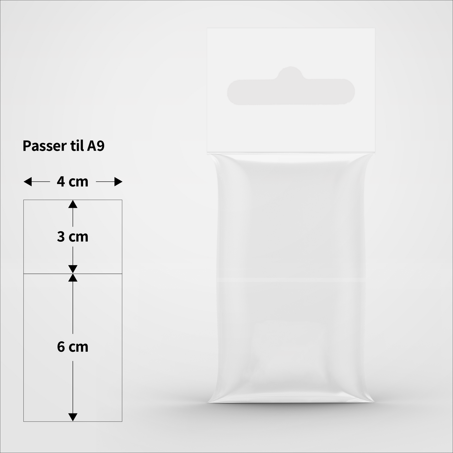 Cellofanposer med ophæng - 4 x 6 cm - Pakke med 100 stk.