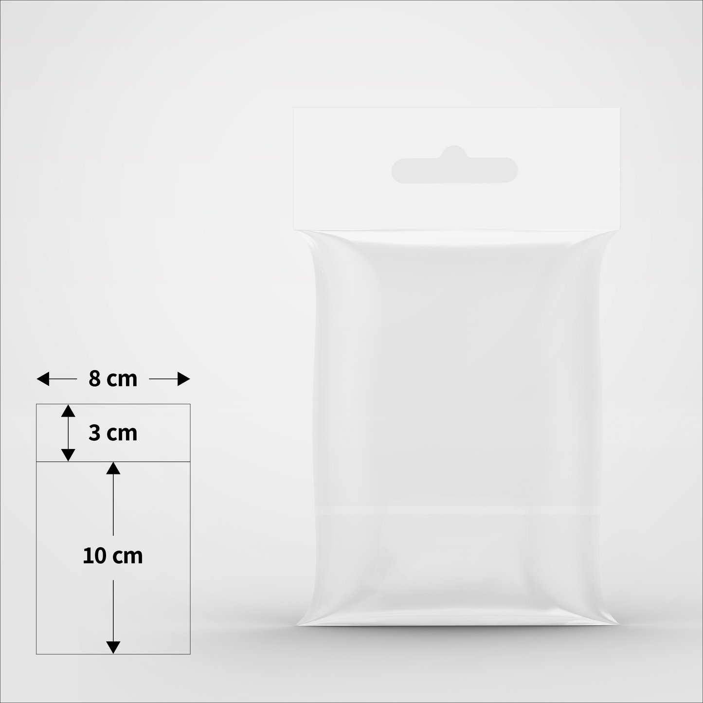 Cellofanposer med ophæng - 8 x 10 cm - Pakke med 100 stk.