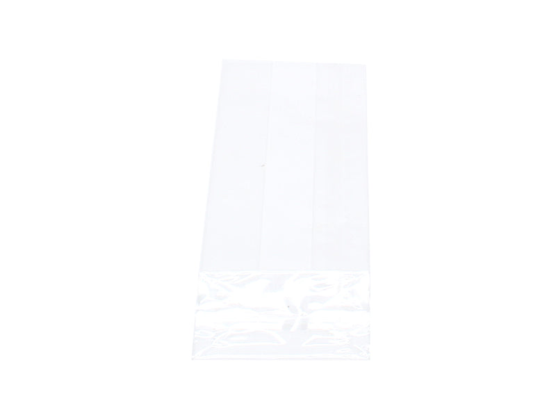 Blokbundspose forseglet bund i cellofan, 5,5 x 3,5 x 18 cm. fra bunden