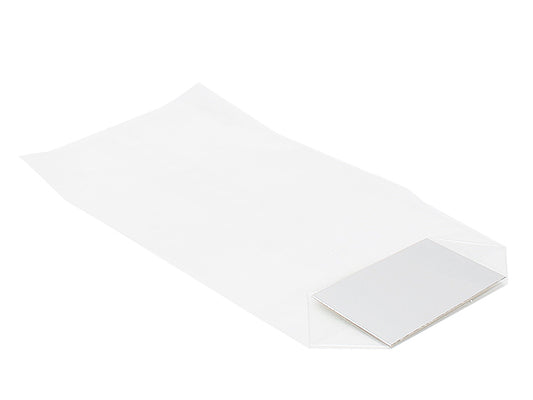 Krydsbundsposer med sølvfarvet karton indlagt i bunden, 8,5 x 5 x 30,5 cm 35my. Pakke med 100 sæt.