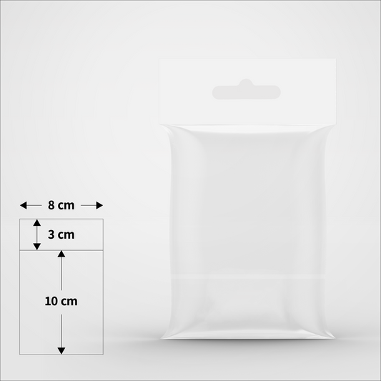 Cellofanposer med ophæng - 8 x 10 cm - Pakke med 100 stk.